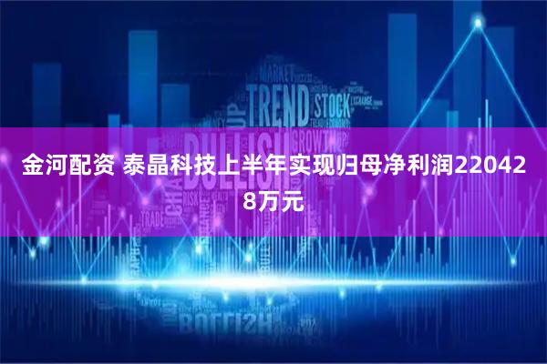 金河配资 泰晶科技上半年实现归母净利润220428万元